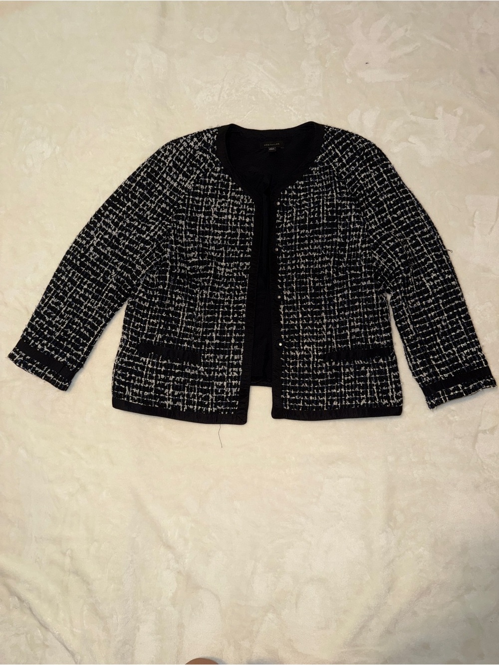Ann Taylor Navy and Black Textured Jacket
